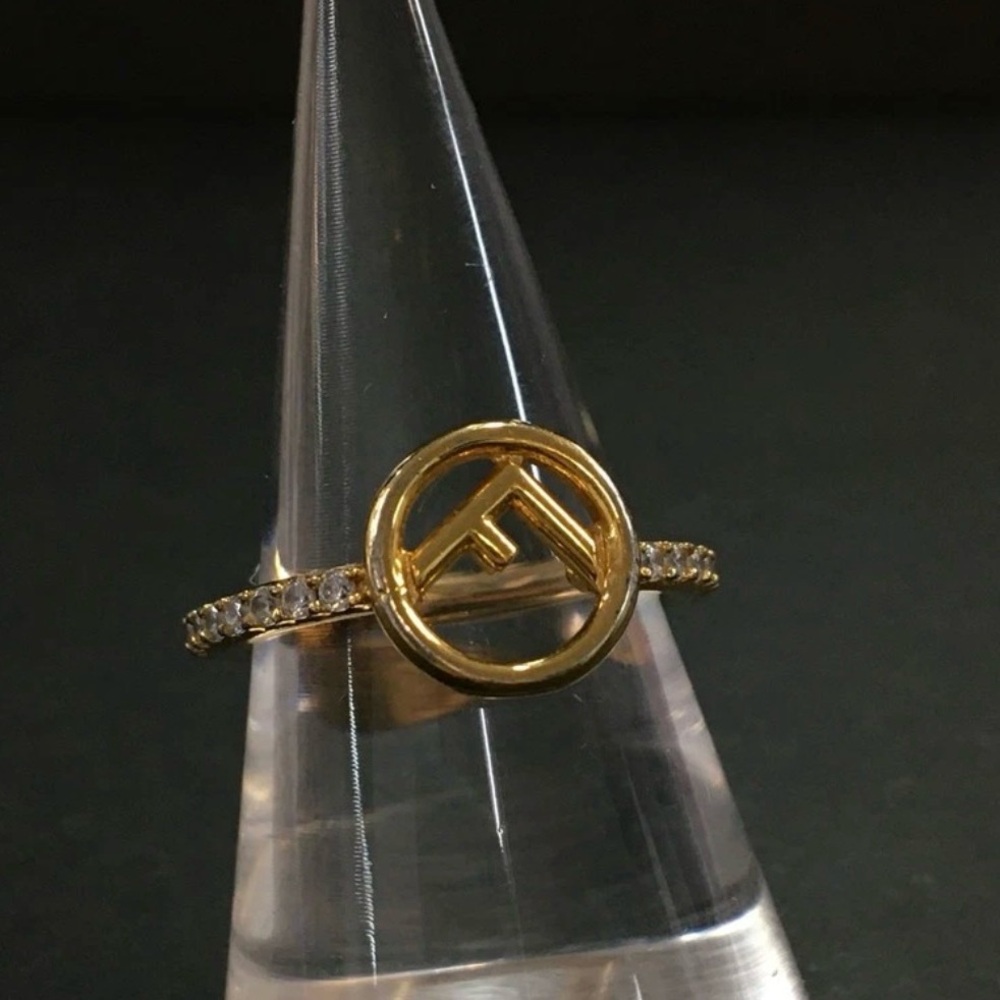 Fendi “F Is Fendi” Gold Tone & Crystal Ring